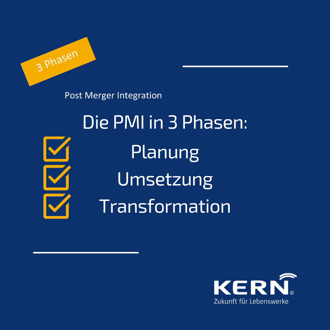 Die Post Merger Integration in 3 Phasen Grafik Post Merger Integration in 3 Phasen
