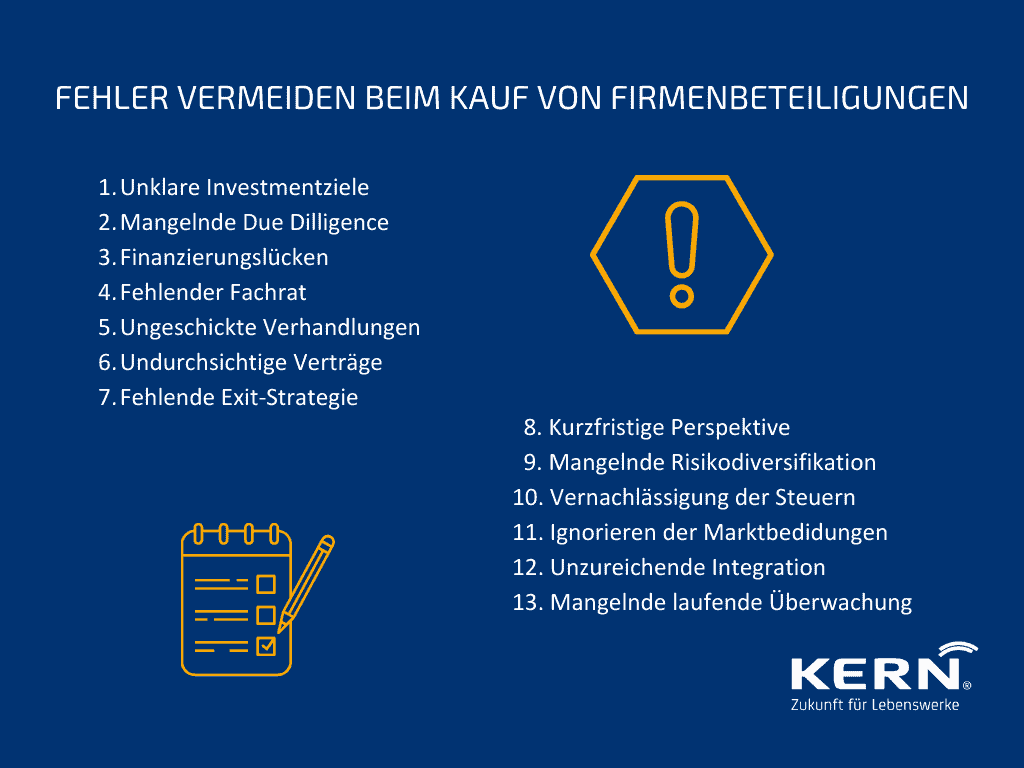 Fehler-vermeiden-1 Grafik zur Fehlervermeidung beim Kauf von Firmenbeteiligungen