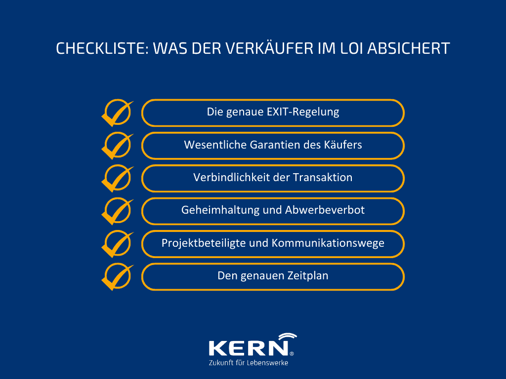 Letter of Intent Checkliste für Unternehmensverkäufer