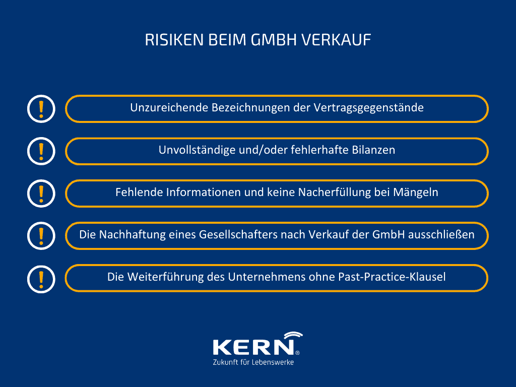 Risiken beim GMBH Verkauf Grafik zu den Risiken beim GmbH verkauf