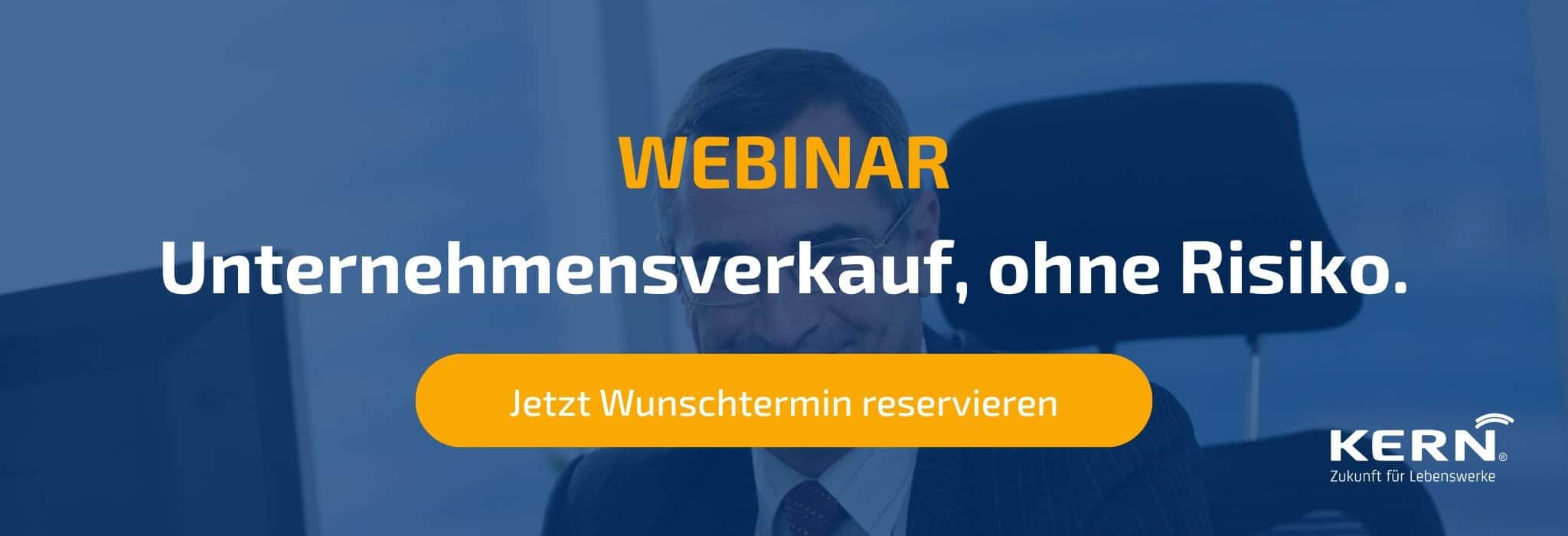 Banner für Webinar Unternehmensverkauf