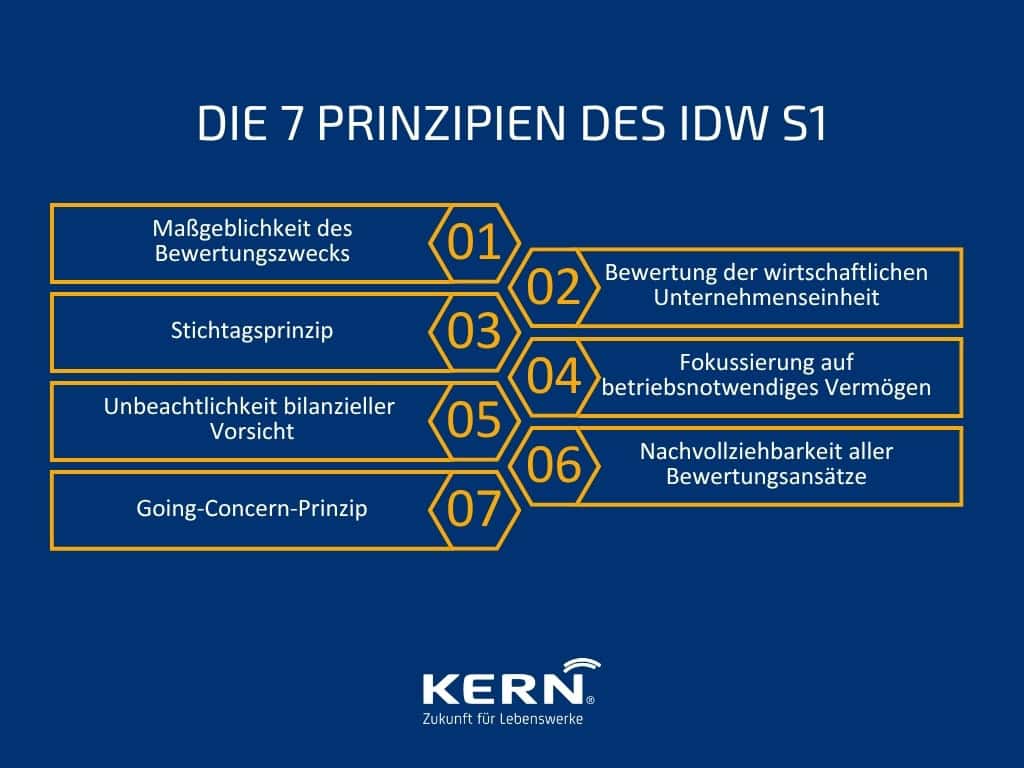 Infografik zu den 7 Prinzipien des IDW S1 Standard