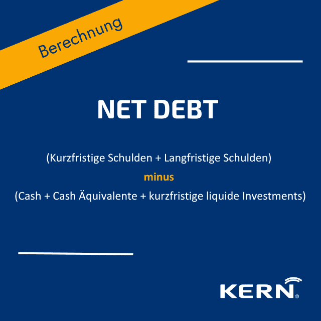 Infografik mit Formel zur Berechnung des Net Debt