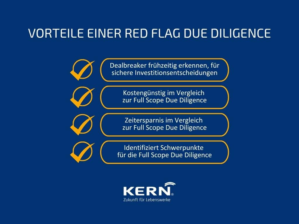 Auflistung der Vorteile einer Red Flag Due Diligence